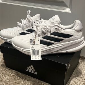 Adidas Supernova White Running Shoes with Black Stripes
